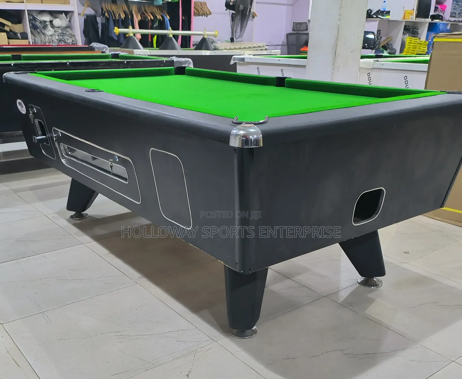 Renowned Black Swish Marble and Coin Pool Table