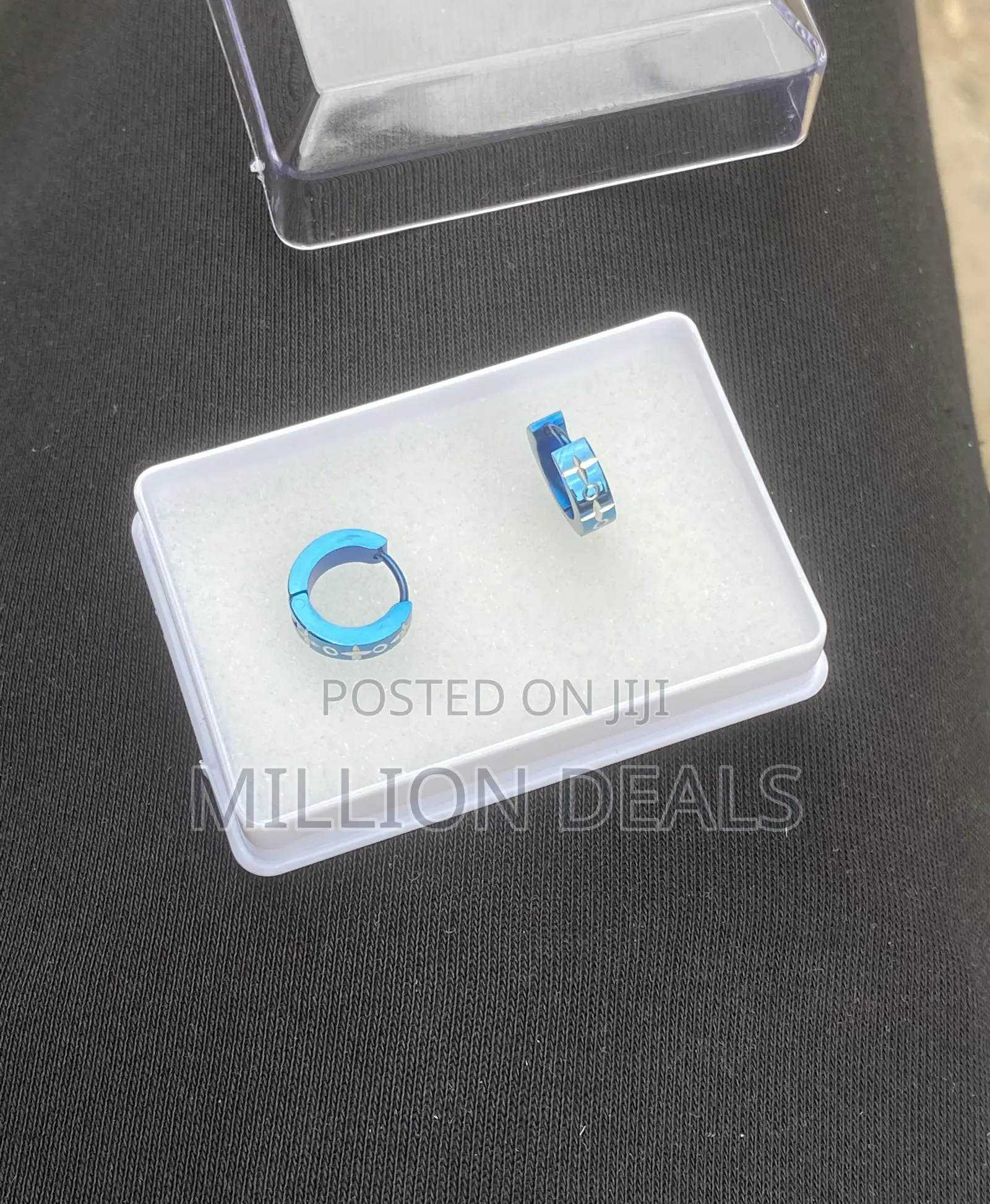 Ski Blue Pattern Luxe Men’S Hoop Earrings