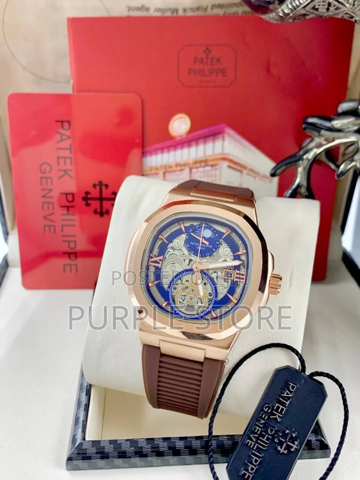 Patek Philippe Wristwatch Brown Rubber Strap