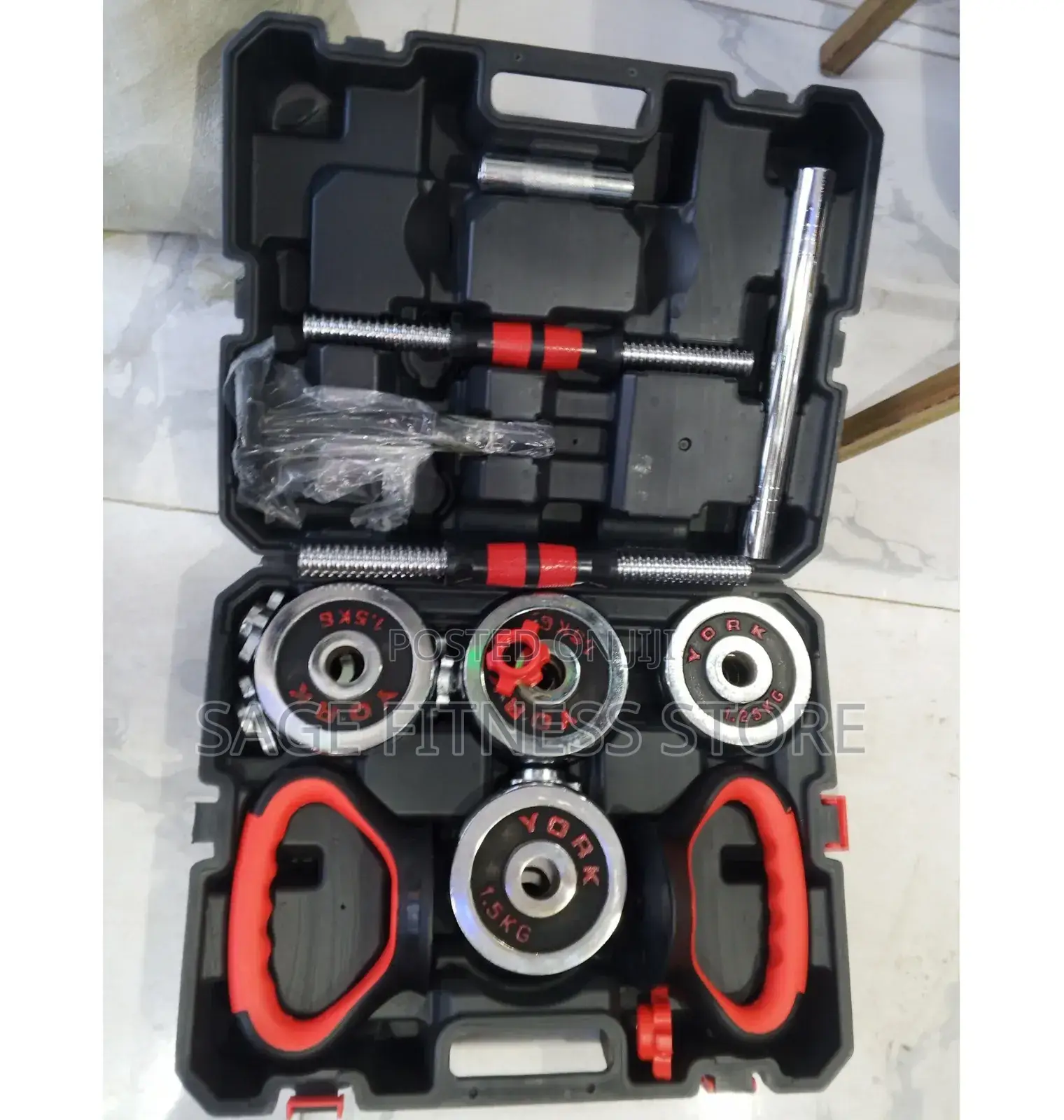 25kg Chrome Barbell and Dumbbell Set (5 in 1)