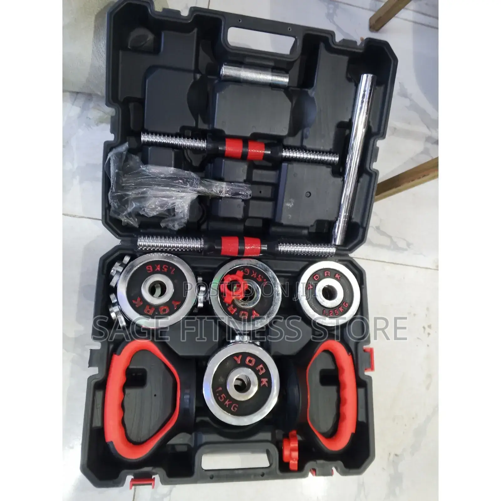 25kg Chrome Barbell and Dumbbell Set (5 in 1)