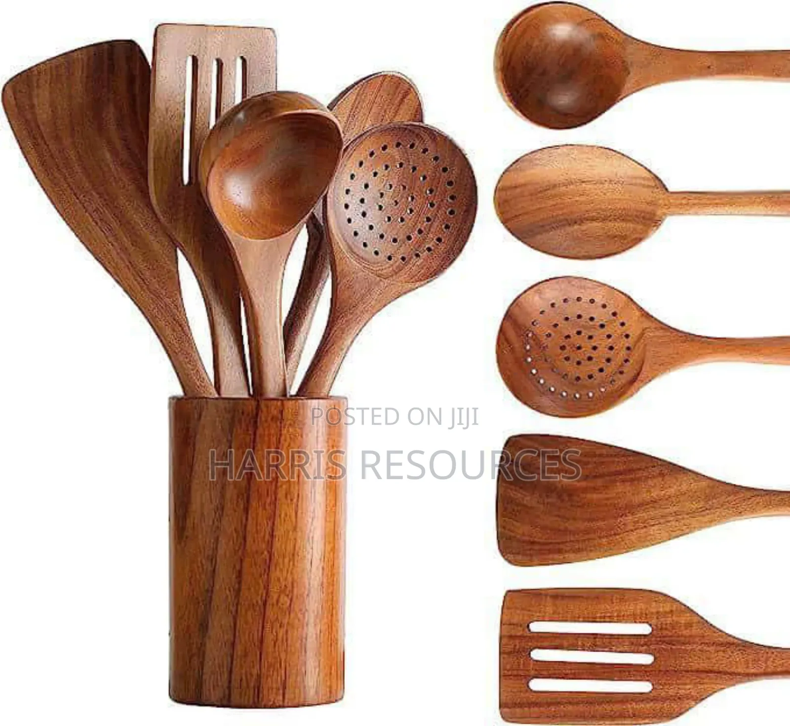 Wooden Cooking Spoons With a Holder