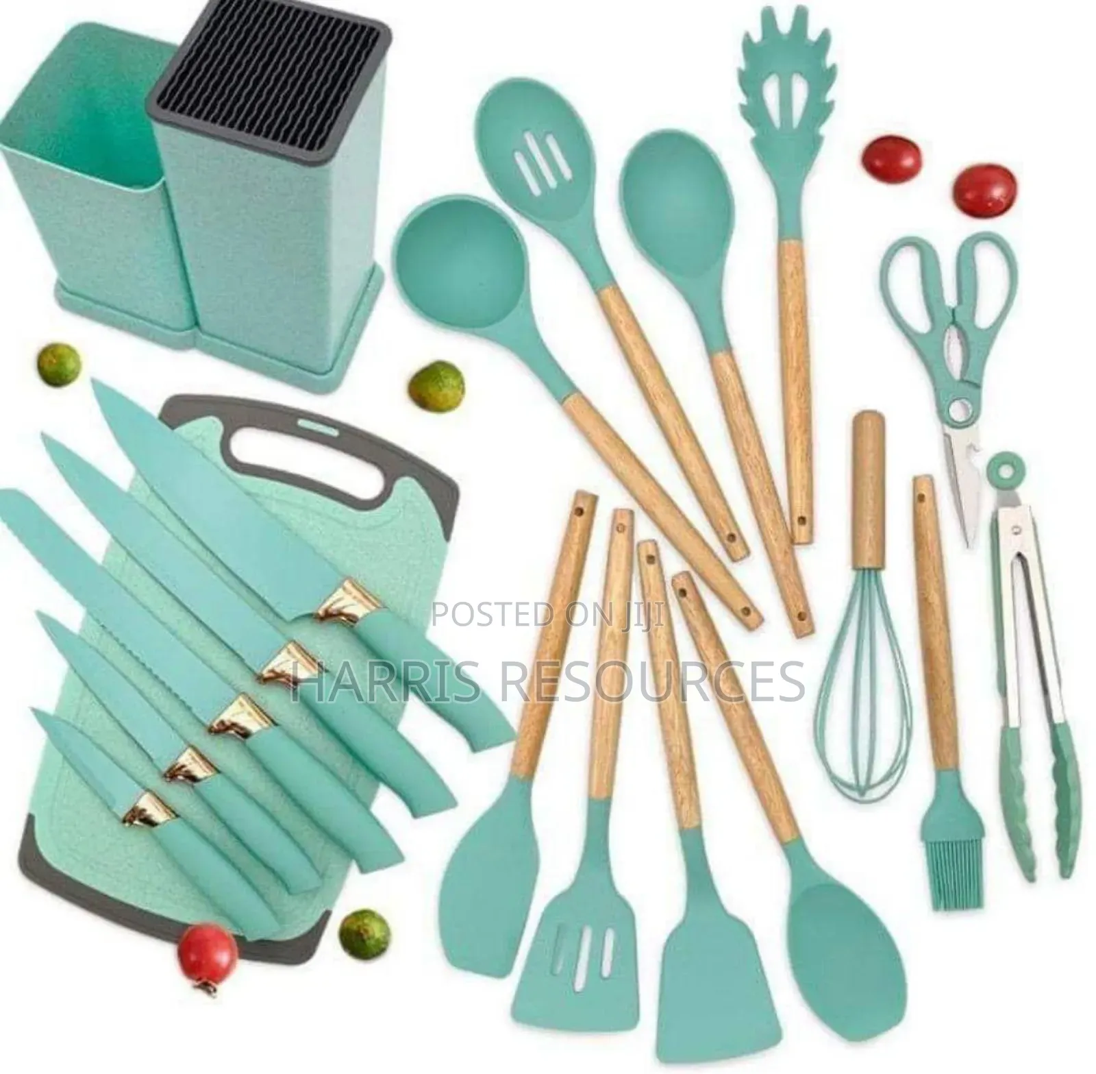 18pcs Silicone Nonstick Spoons and Knives + Chopping Board