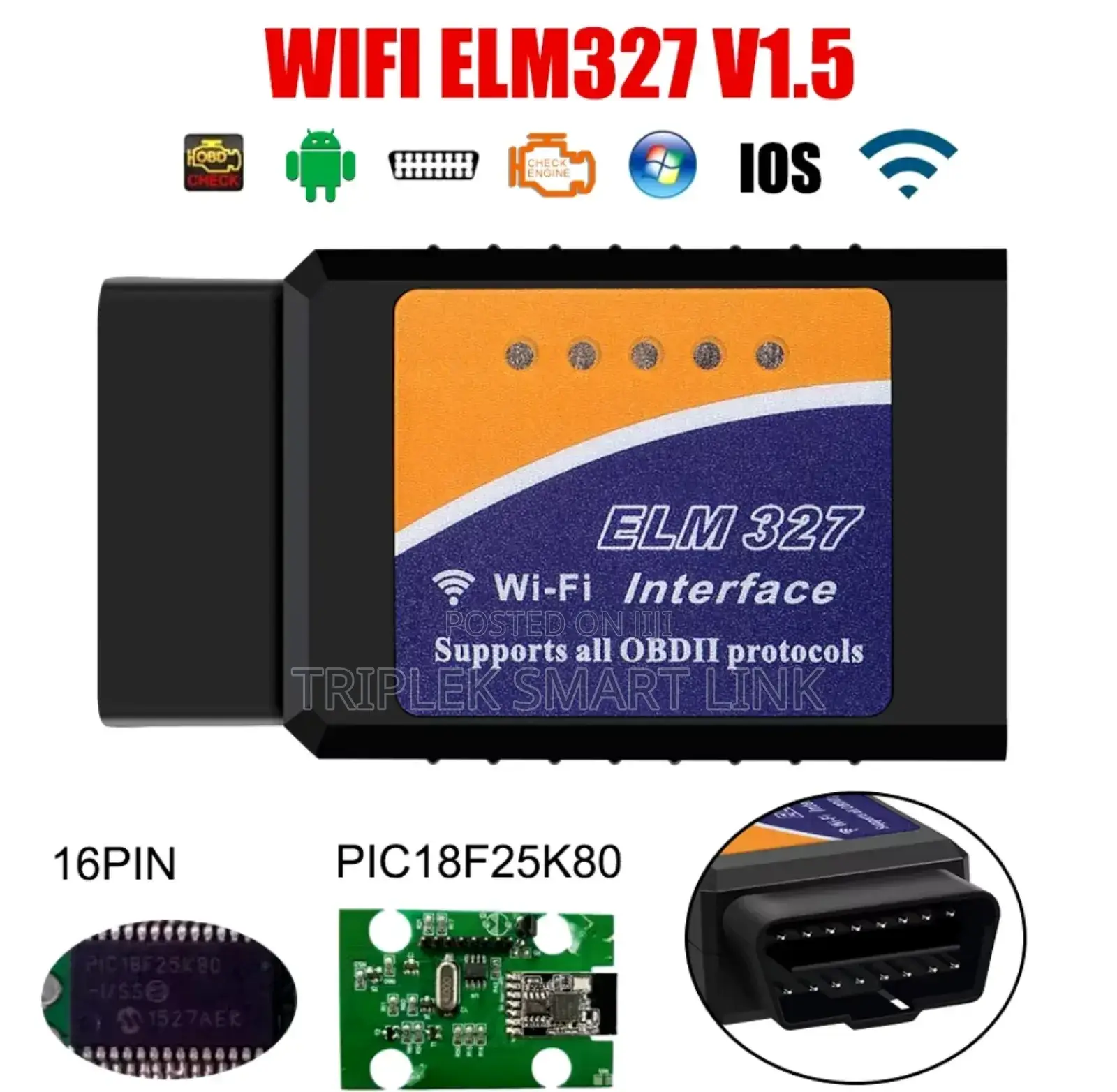 Car Scanner Elm 327 Wifi Tool Compatible With iPhone Android.