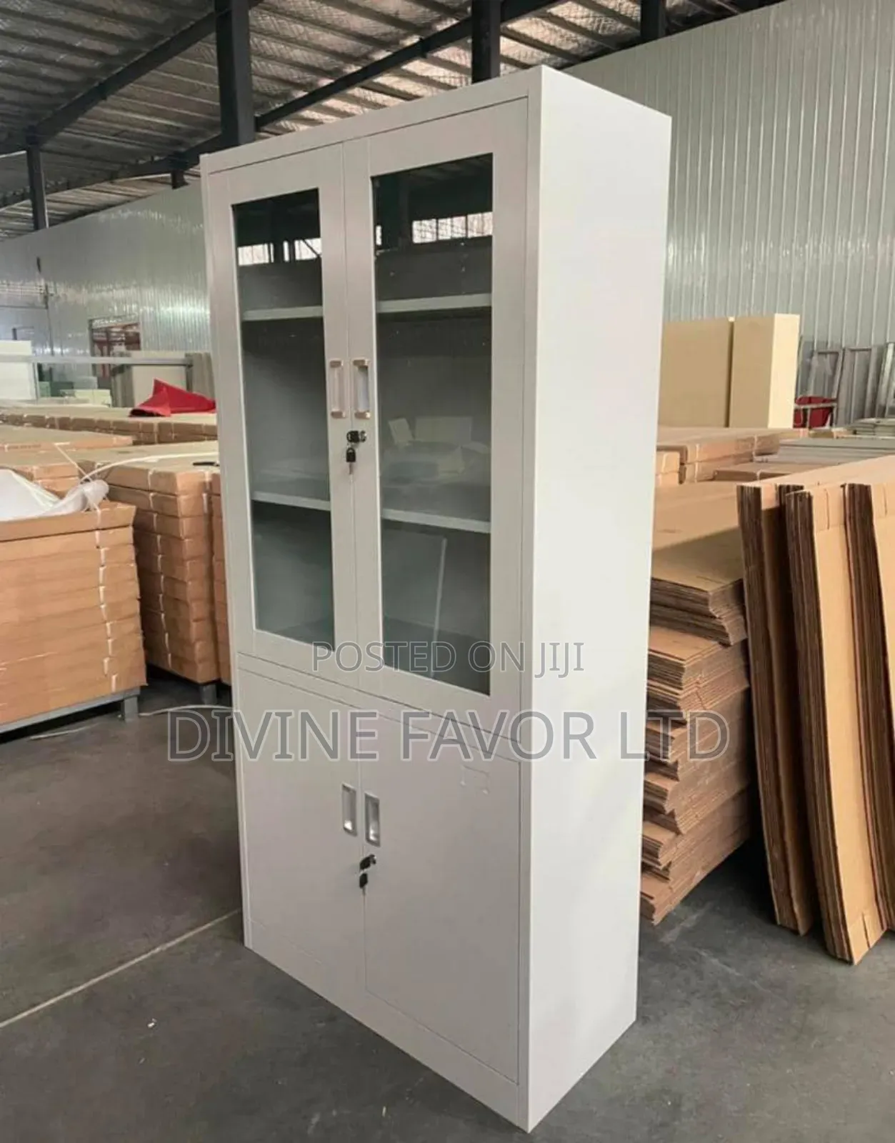 Office Metal Cabinet With Half Glass Door.