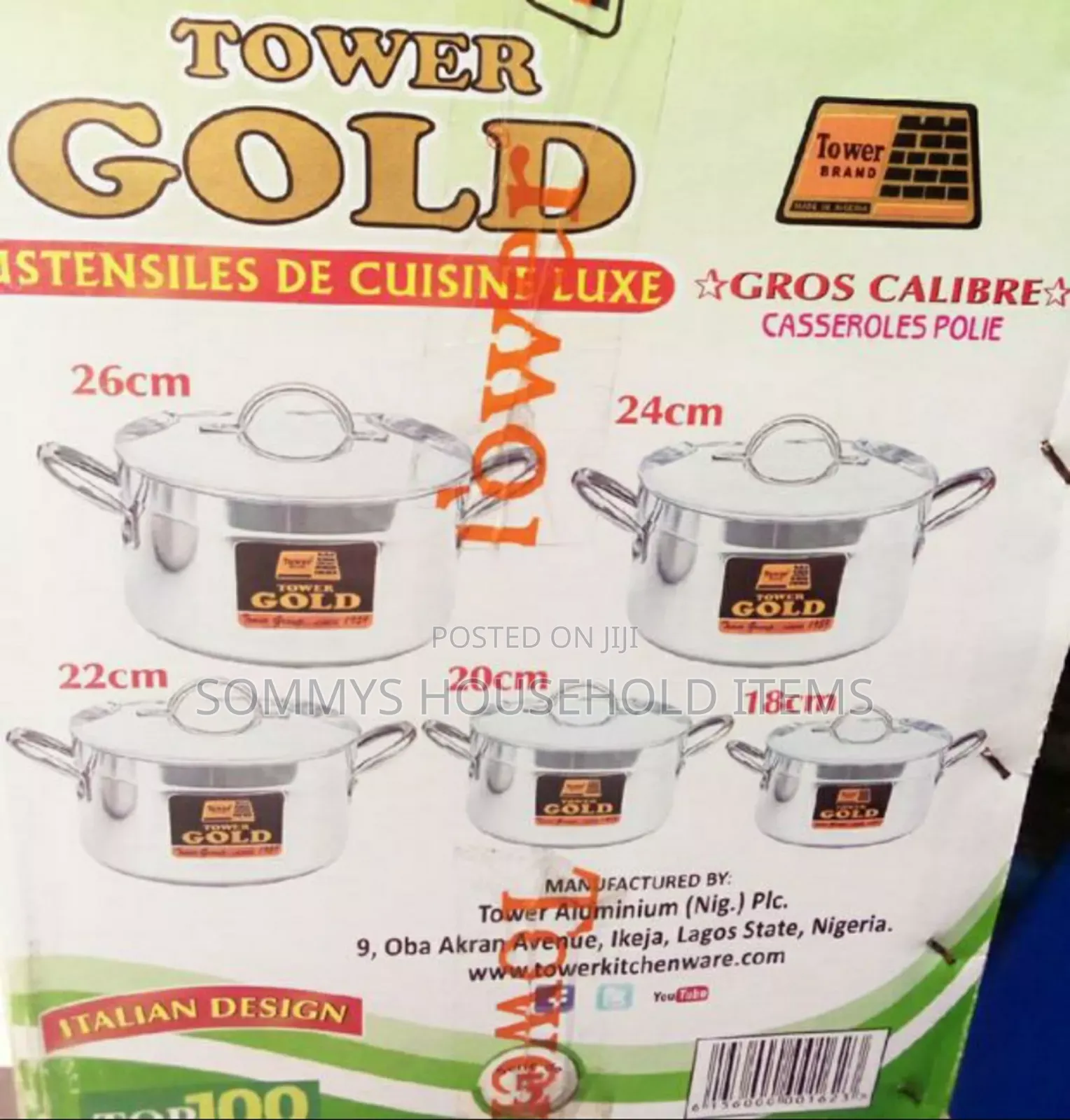 5set Tower Gold Aluminium Pot