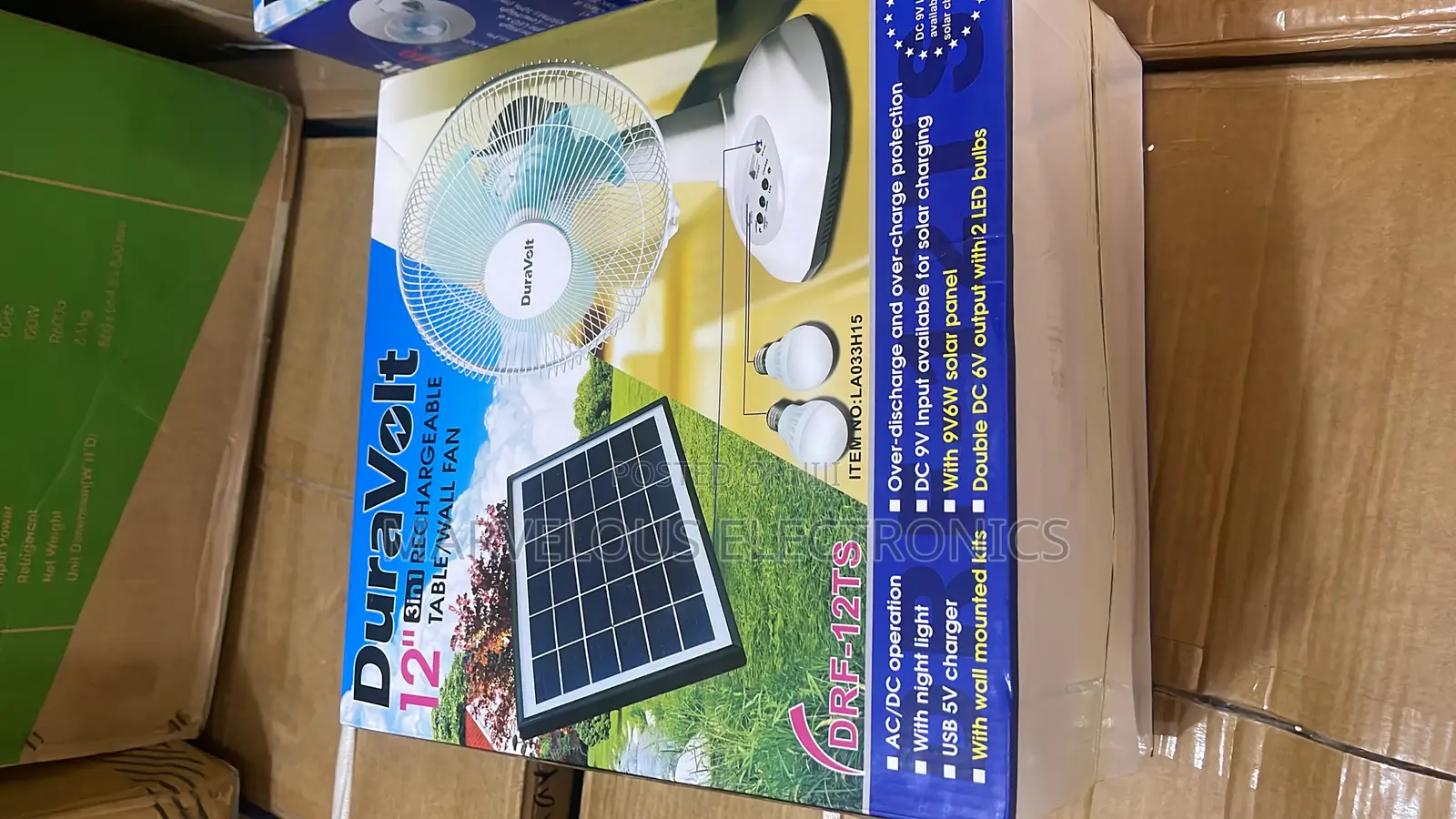Brand New Durable 12inch Table Rechargeable Solar Fan