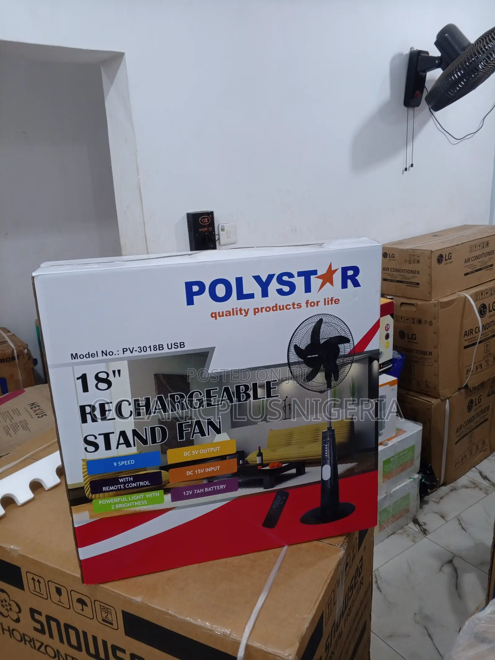 User-Friendly 18inches Polystar Rechargeable Fan