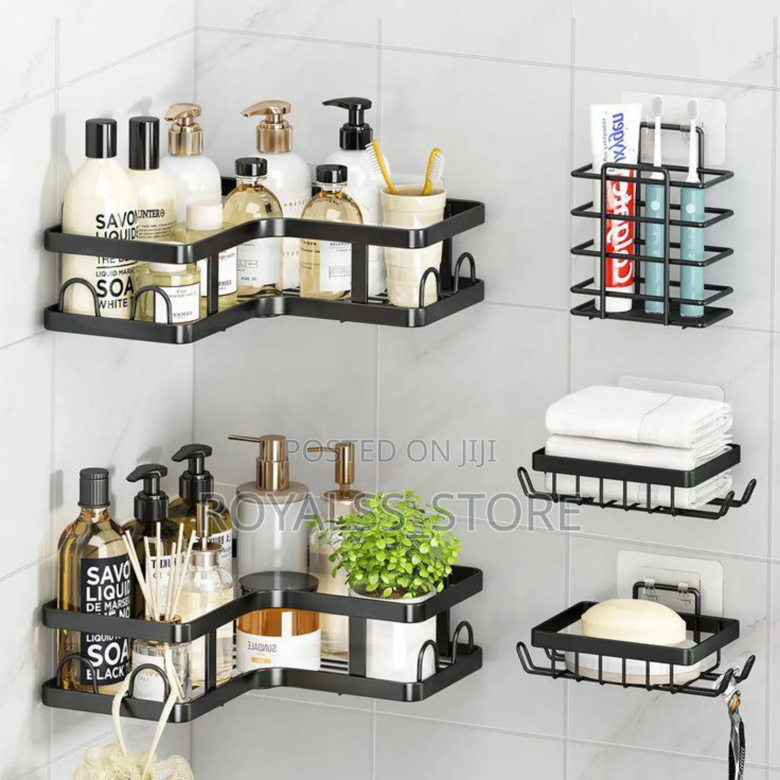 5pcs Wall Mounted Bathroom Rack