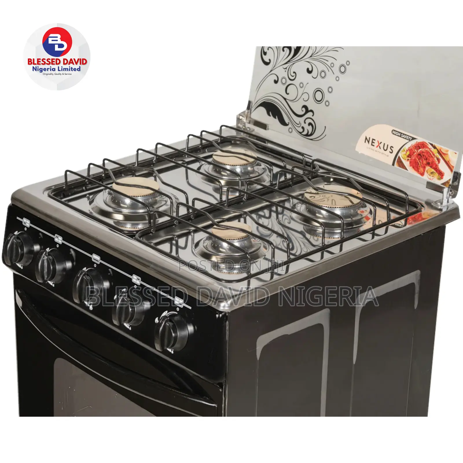 Nexus 4 Gas Burner Standing Cooker Black Ingition -NX-5055BC