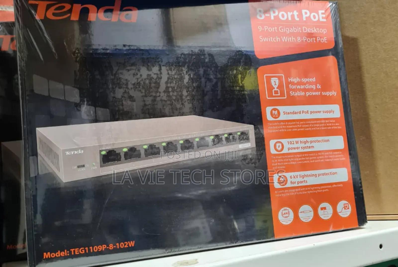 TENDA TEG1109P-8-102W 9-Port Gigabit Desktop Switch