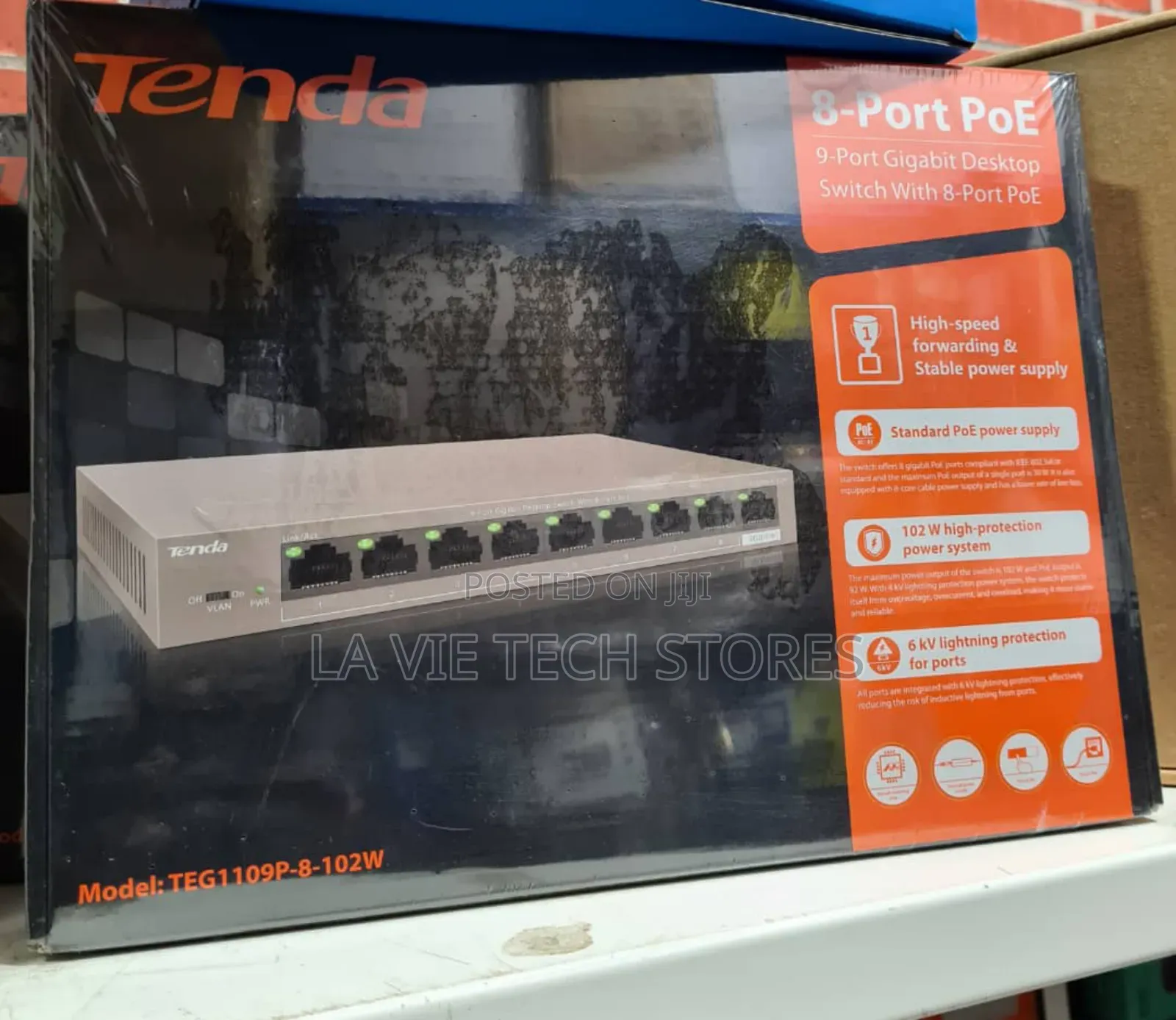 TENDA TEG1109P-8-102W 9-Port Gigabit Desktop Switch