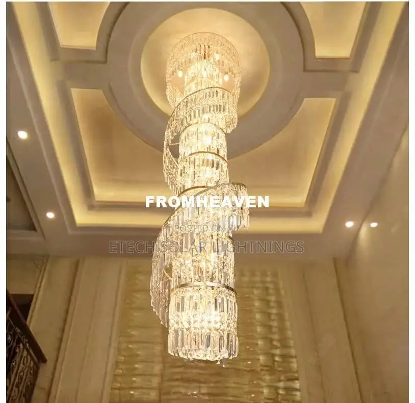 Hight Ceiling Long Duplex Staircase Crystal Chandelier