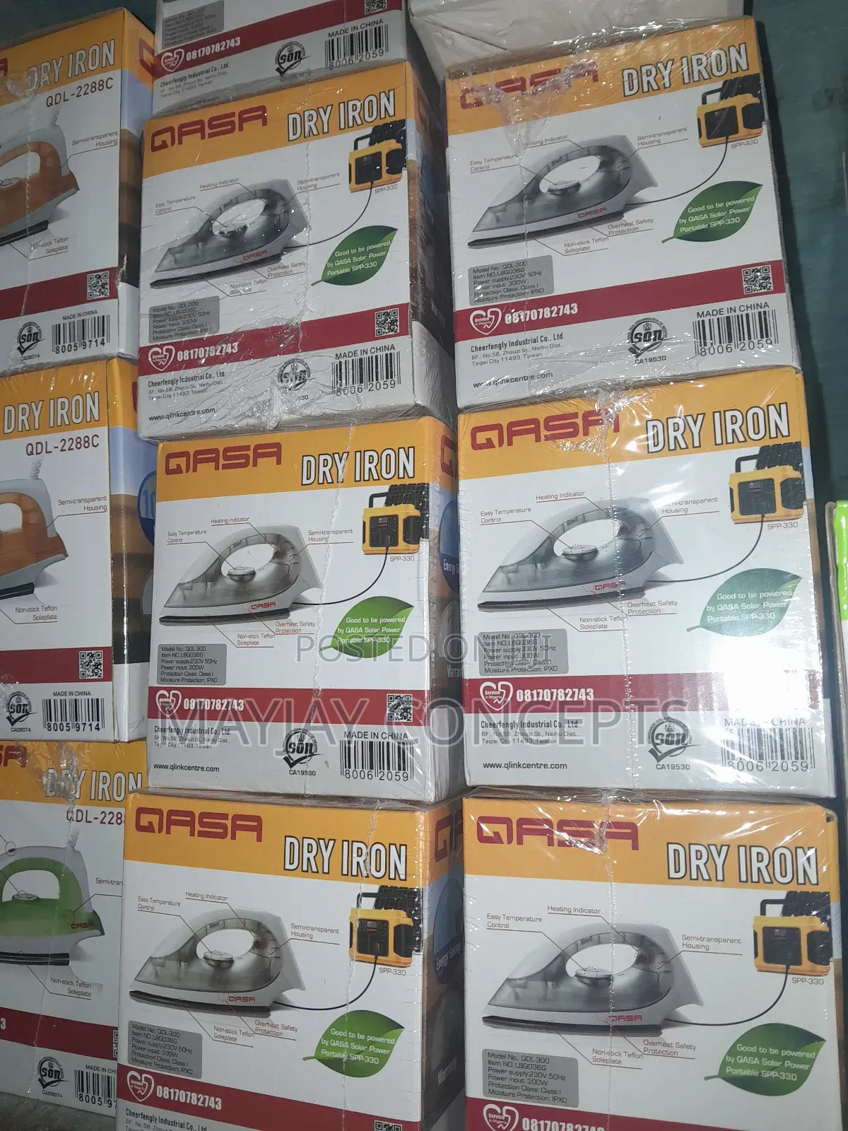 Qasa Energy Saving Dry Iron for Solar and Electricity-300w