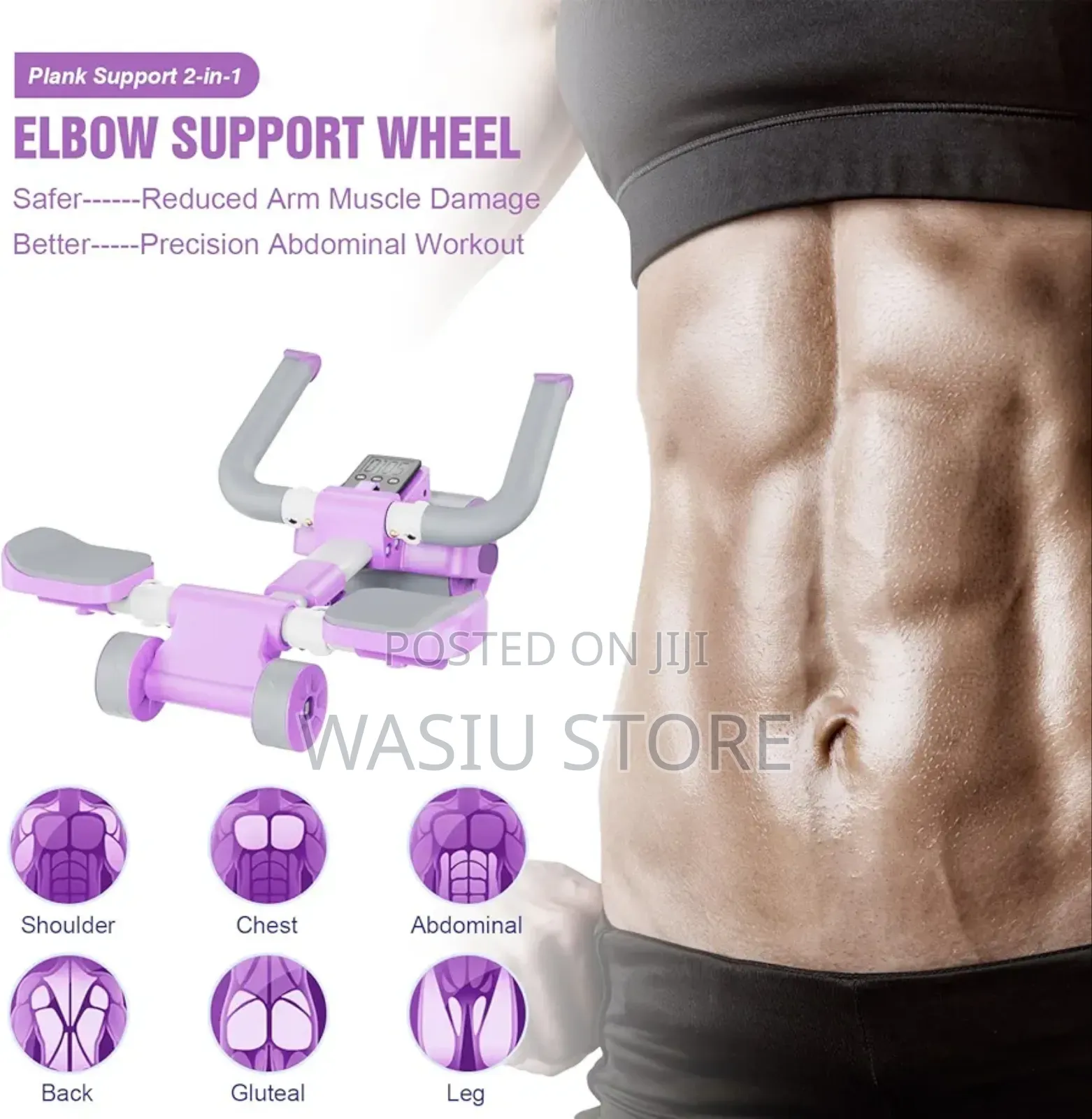 Ab Roller Wheel With Elbow Support and Timer