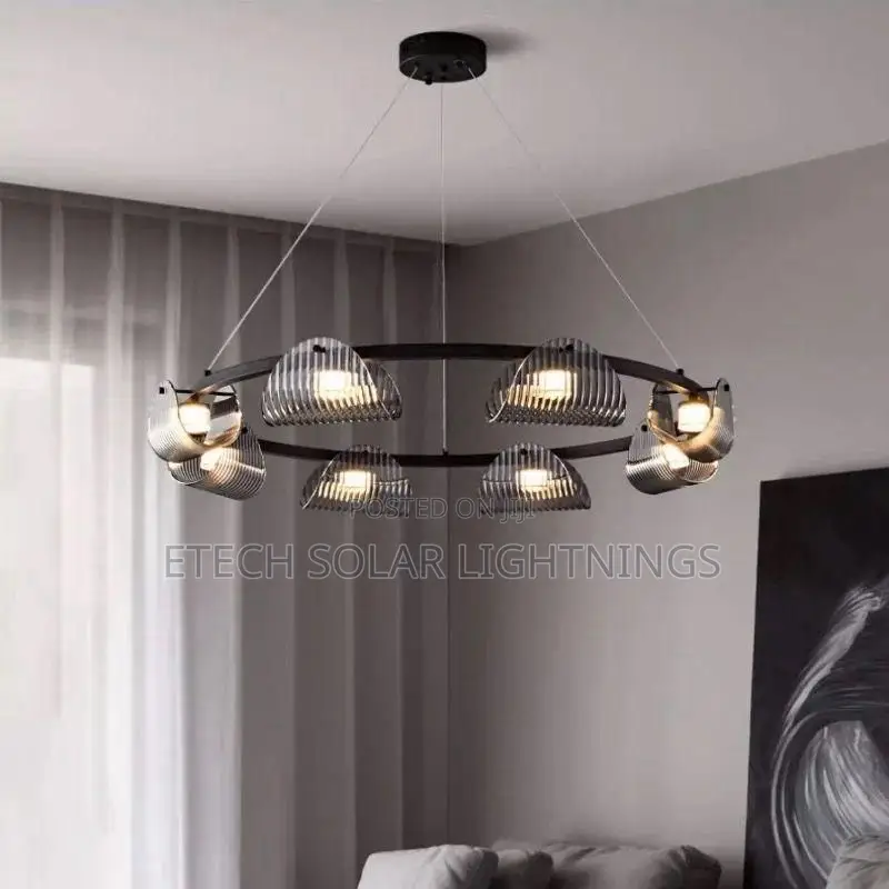 Modern Led Black Round Living Room Bedroom Dining Chandelier