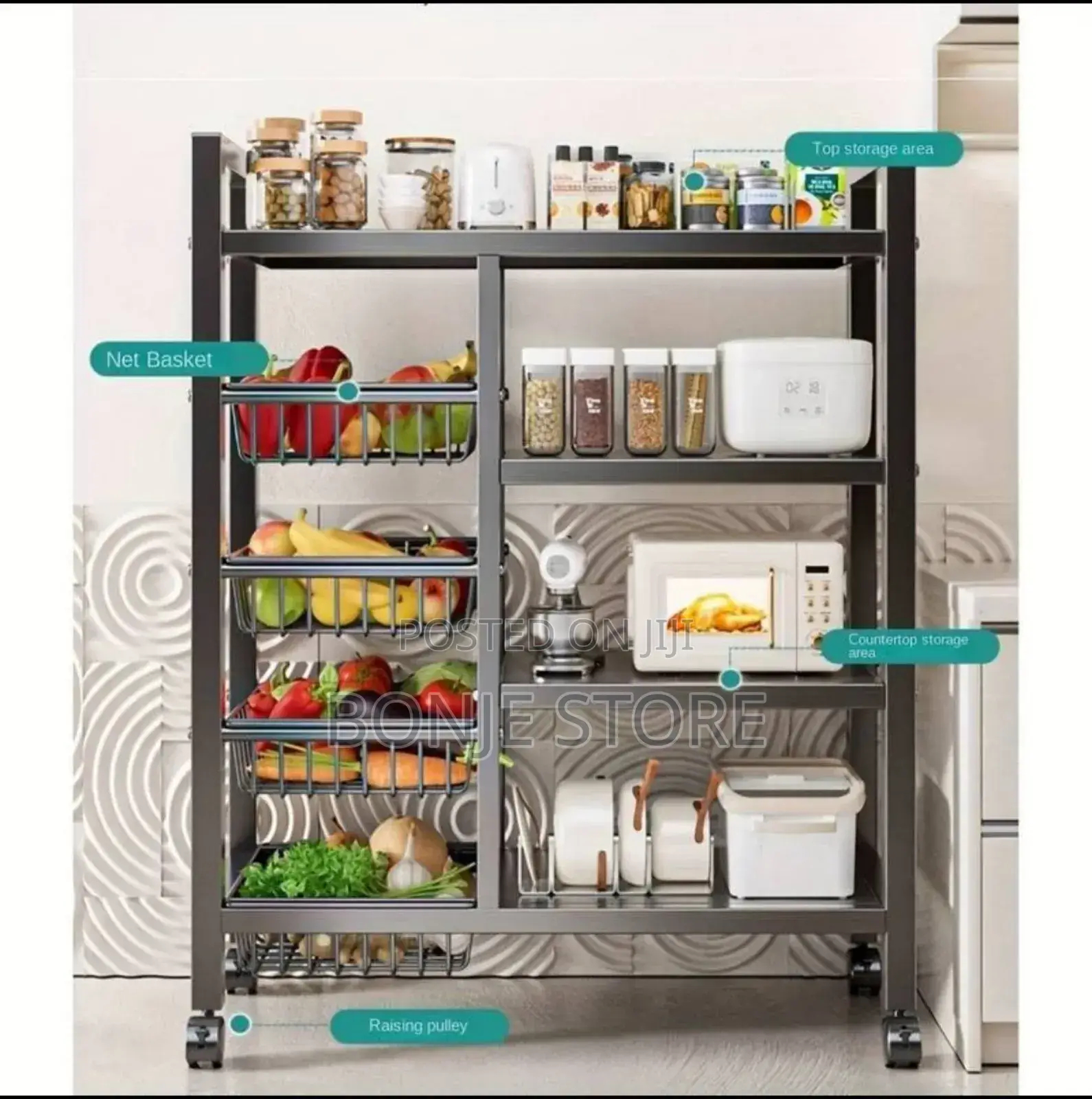 Multifunctional Storage Rack Trolley Heavy Duty Long Lasting