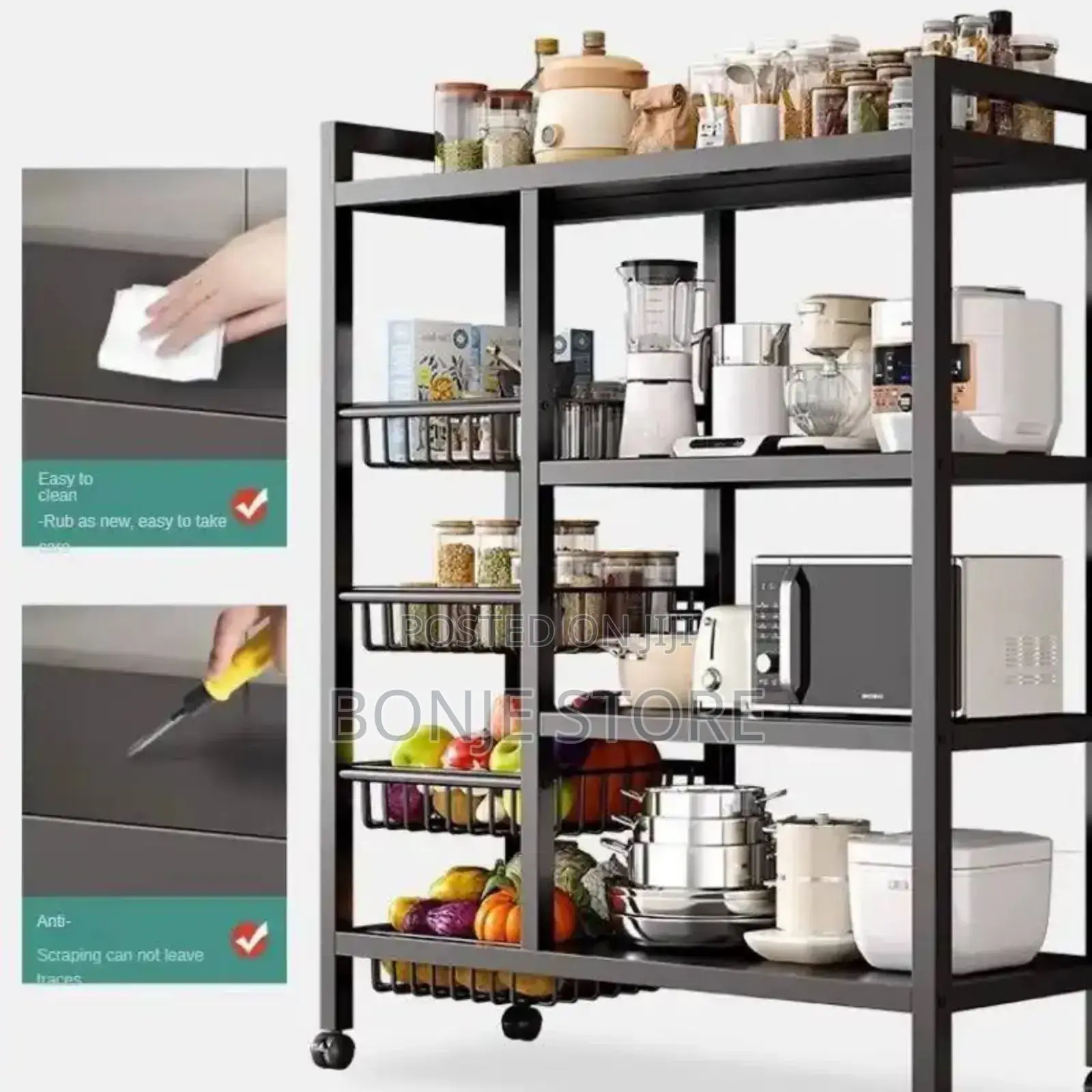 Multifunctional Storage Rack Trolley Heavy Duty Long Lasting