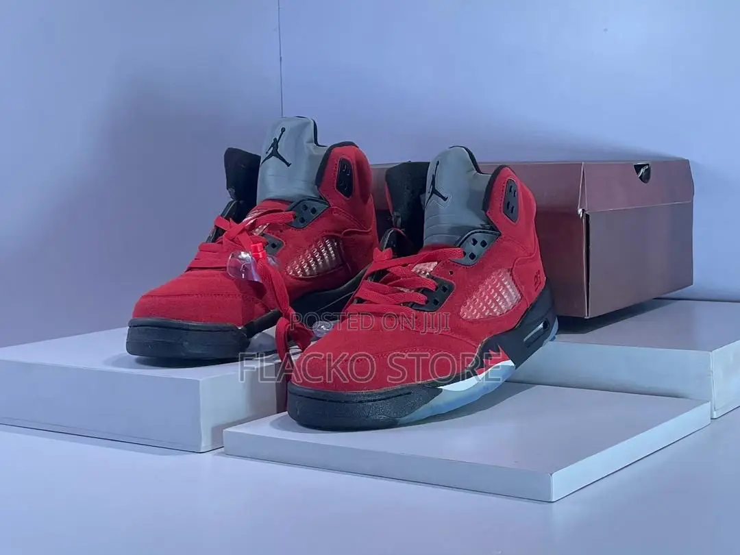 Original Air Jordan 5 Retro Raging Bull Red Sneakers