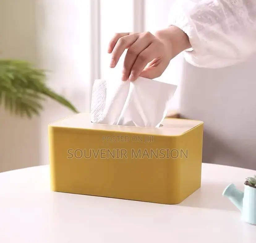 Wooden Top Desktop Tissue Holder