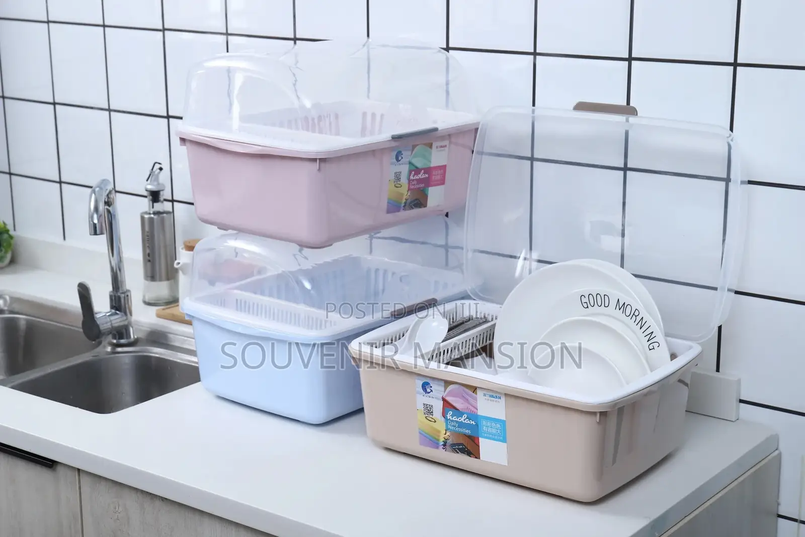 Plastic Plate Rack With Cover
