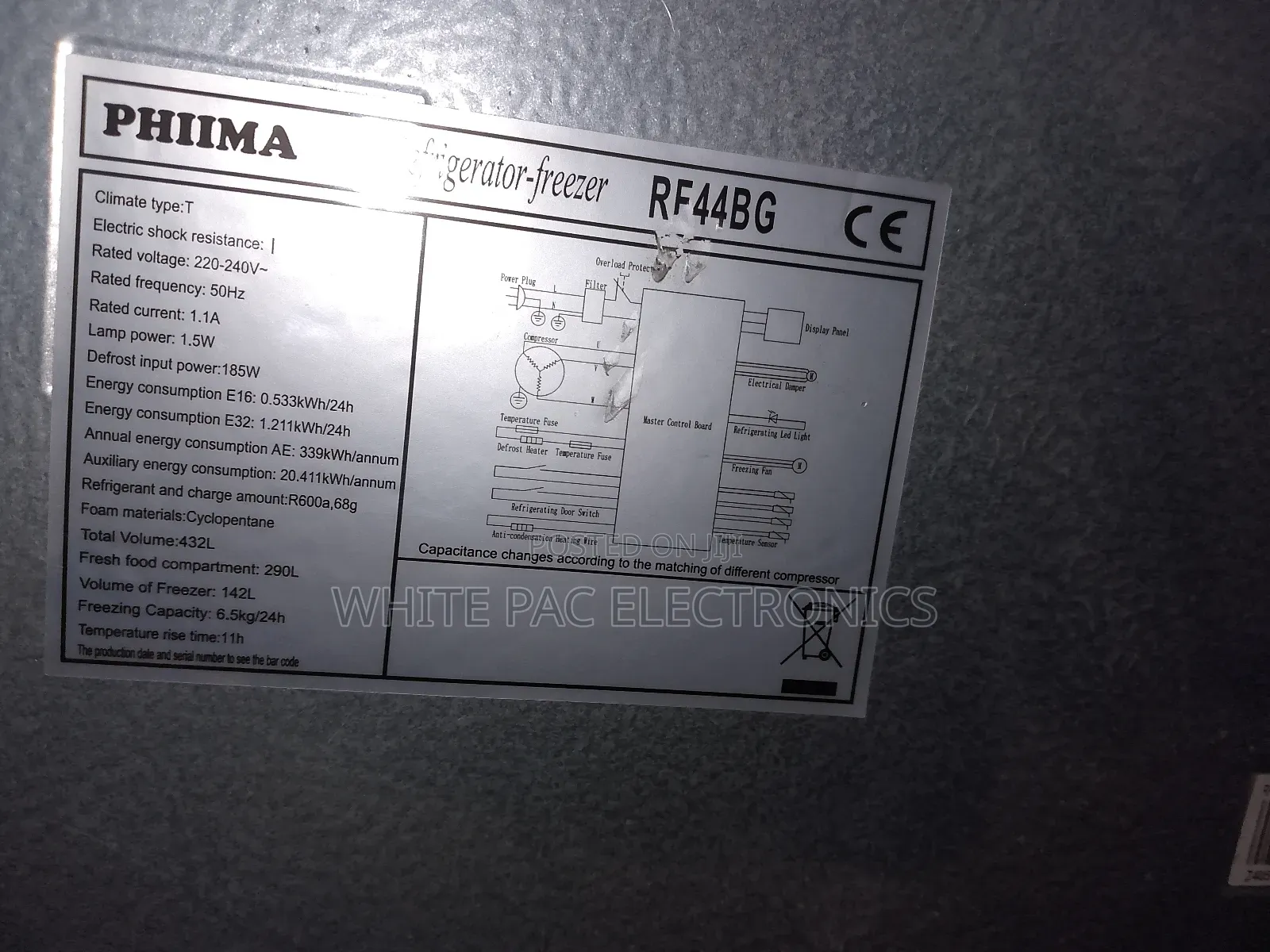 Phiima 432-L Inverter Fridge 4 Door Bottom Freezer X Cooling