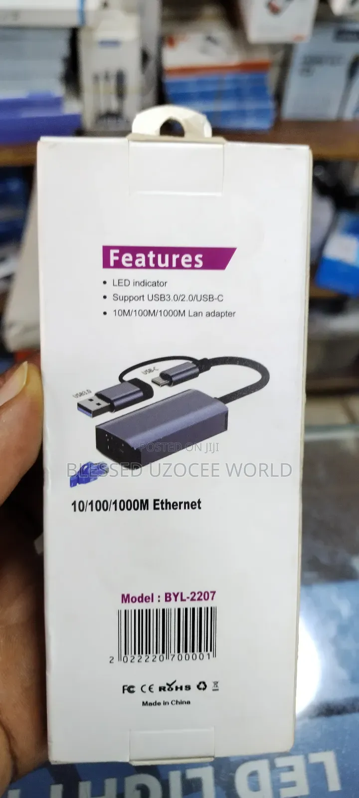 2 in 1 USB+USB C to Gigabit Ethernet Adapter/Media Converter