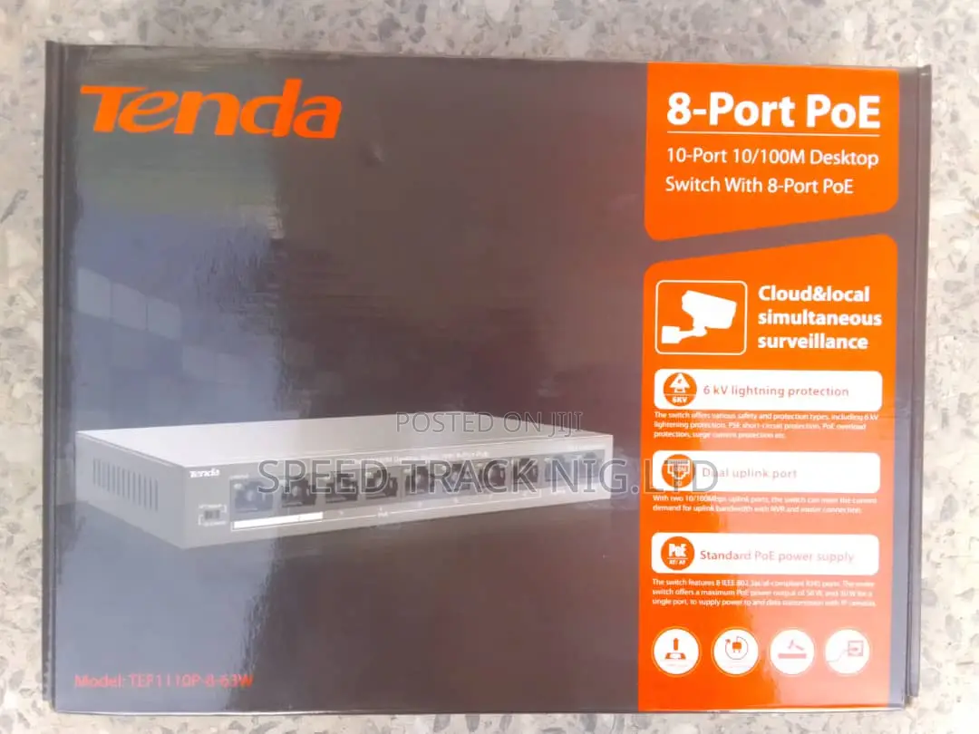 Tenda 8-Port POE . TEF1110P-8-63W