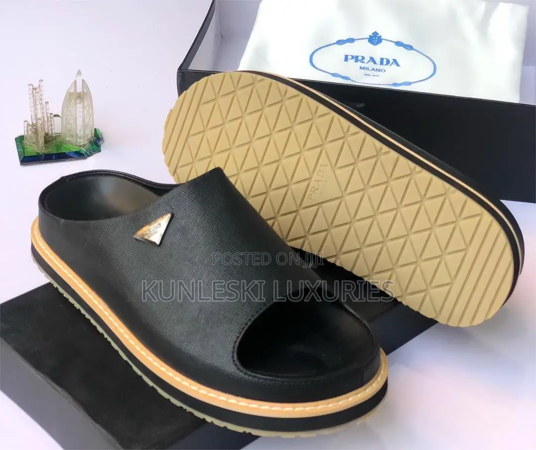 Original Prada Men Leather Slippers