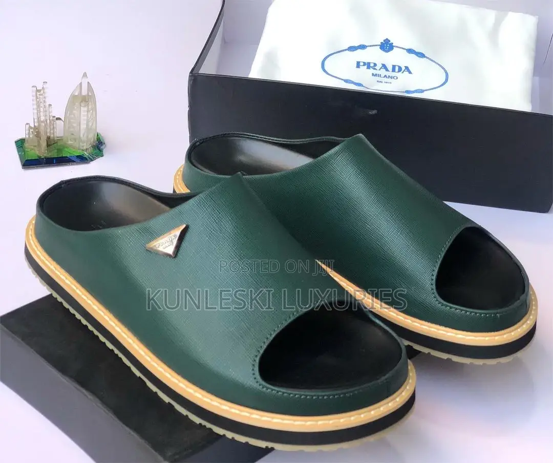 Original Prada Men Leather Slippers