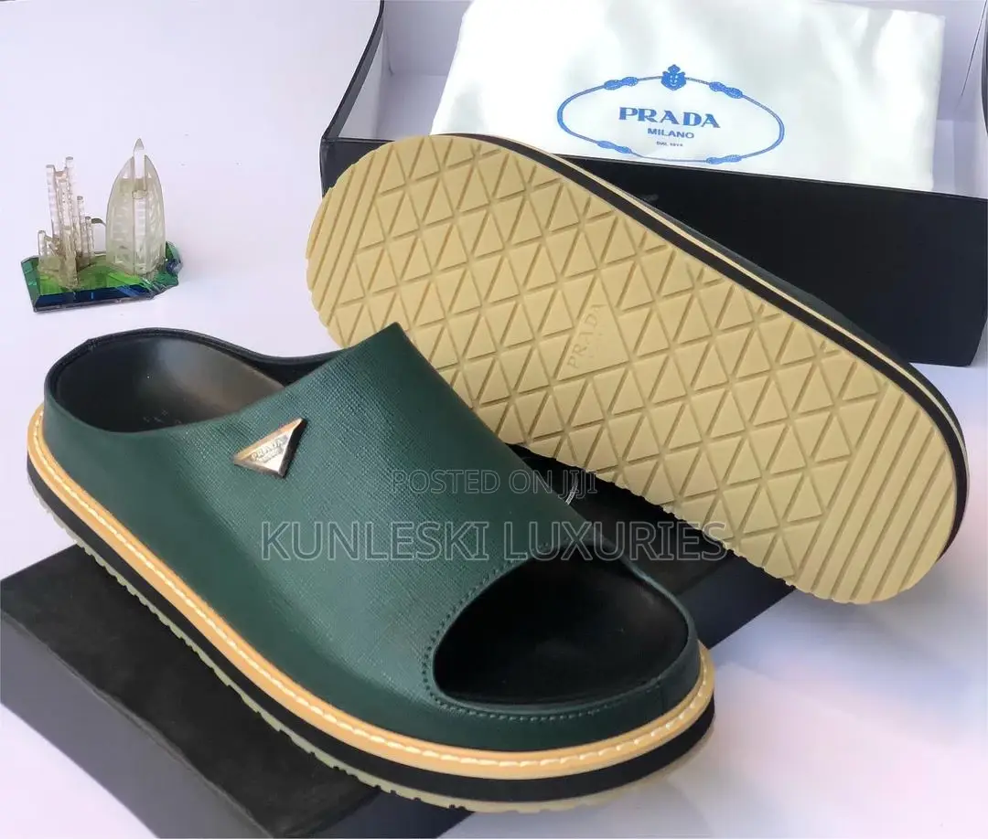 Original Prada Men Leather Slippers