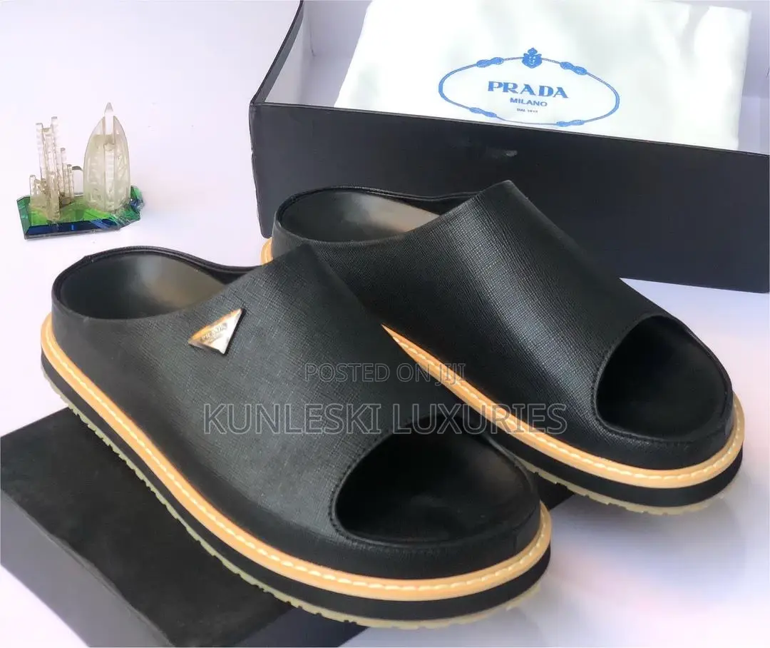 Original Prada Men Leather Slippers