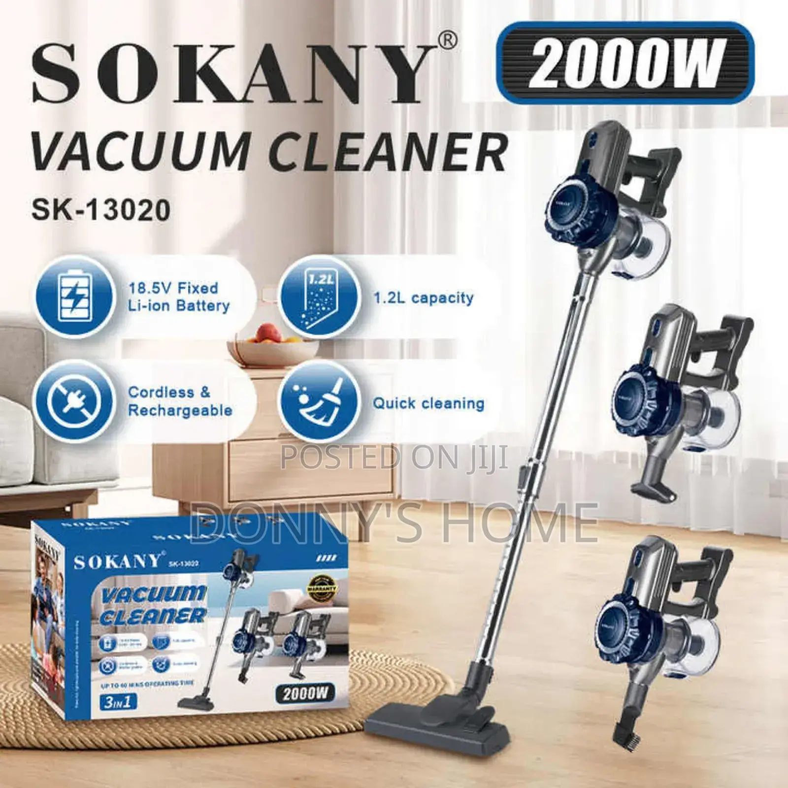 Sokany SK-13020 3-in-1 Cordless Vacuum Cleaner