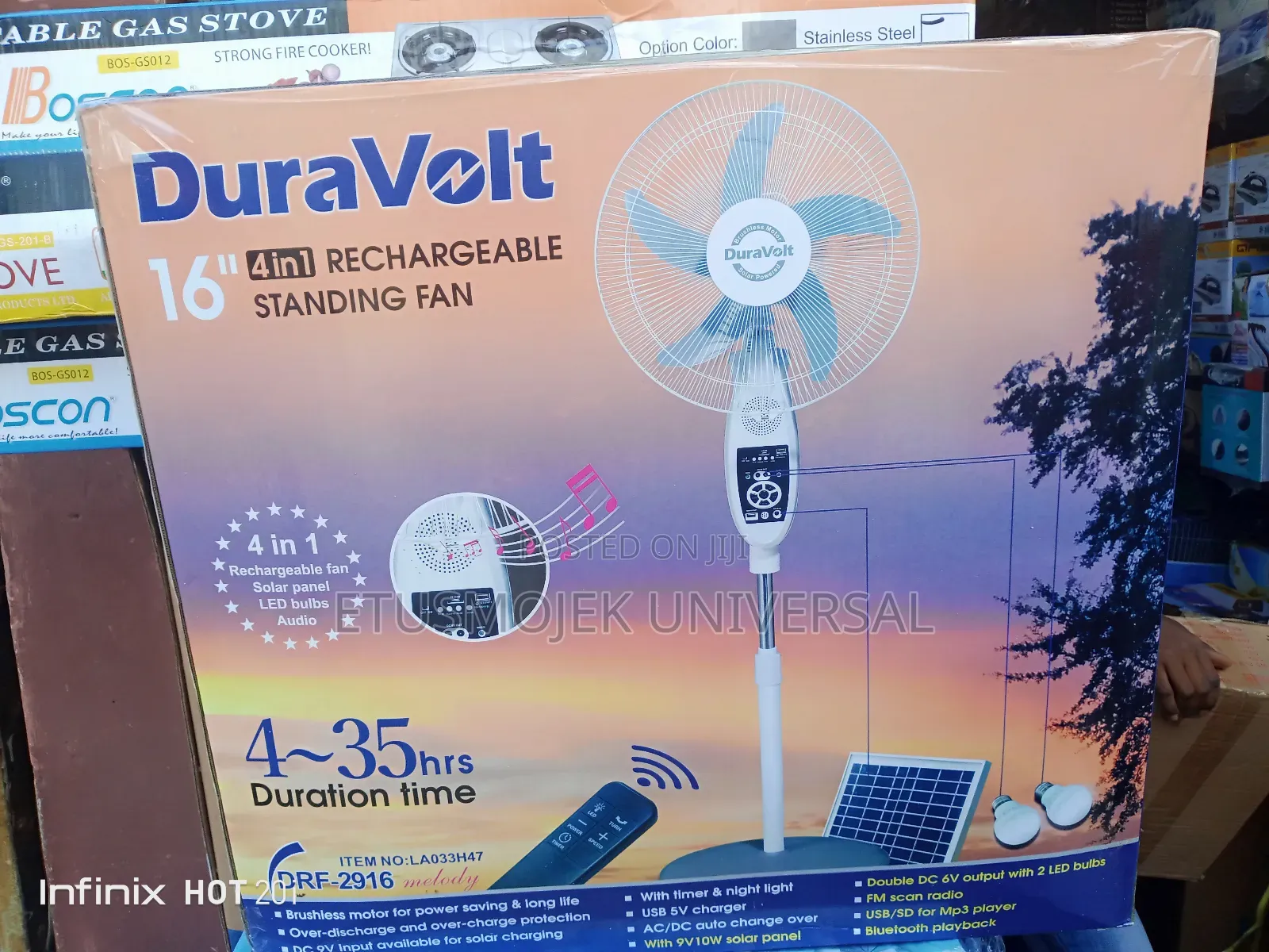 Dura Volt 16inches Solar Rechargeable Fan