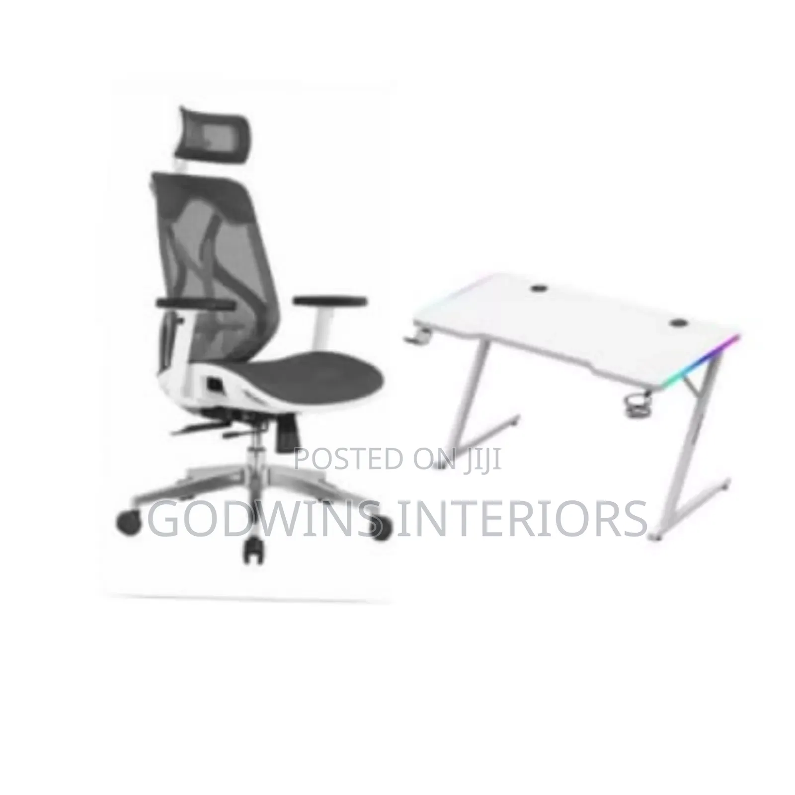 Ergonomic Mesh Office Chair Table Set