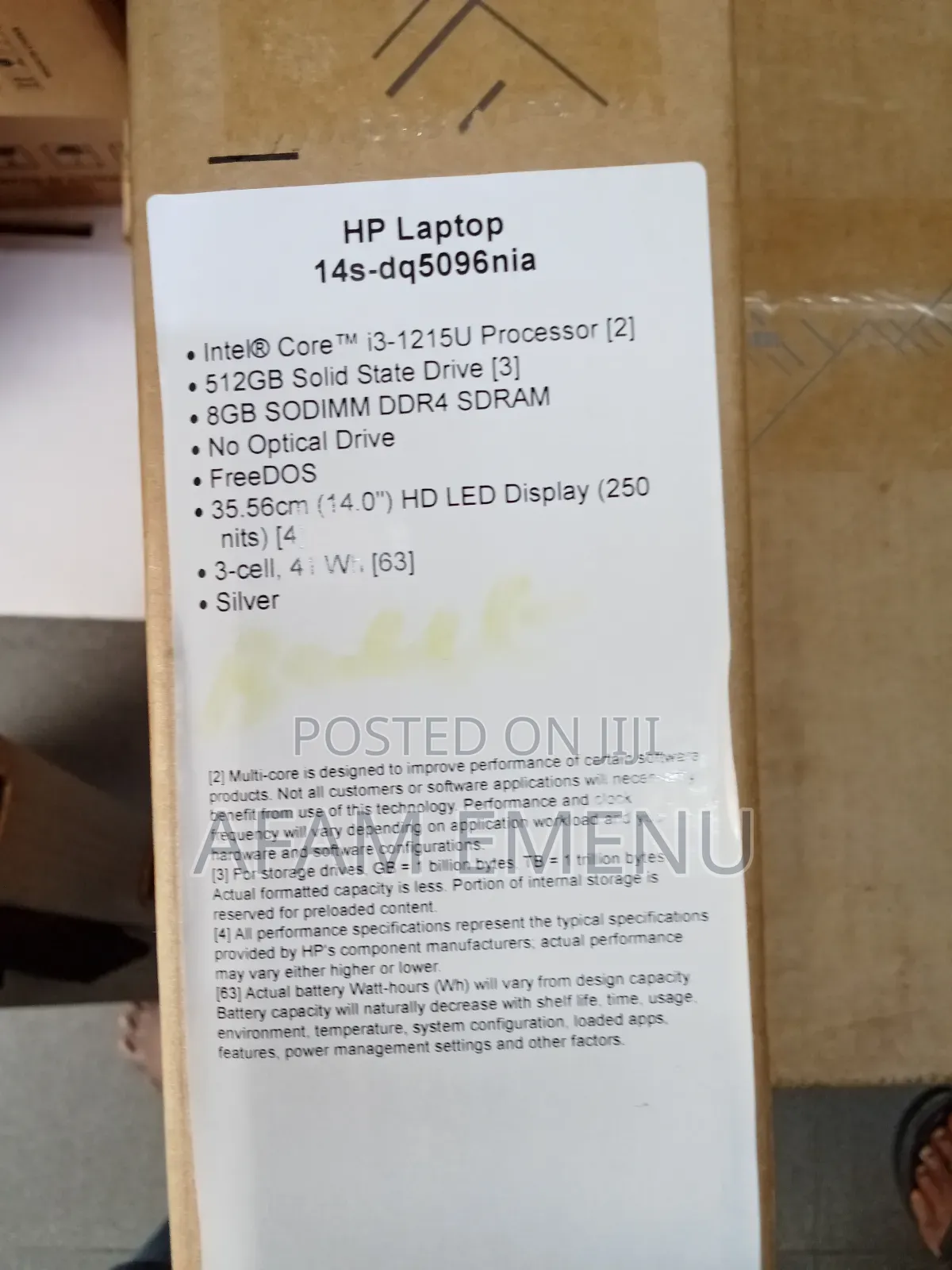 New Laptop HP 14S 8GB Intel Core I3 SSD 512GB