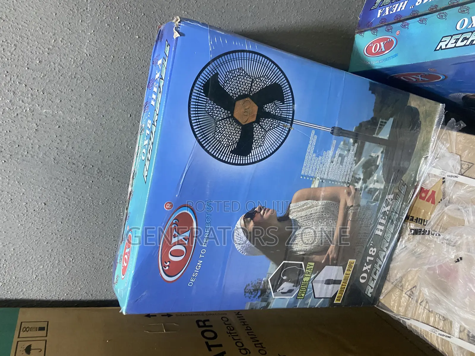 Adjustable Pipe OX Hexa Rechargeable 18" Standing Fan