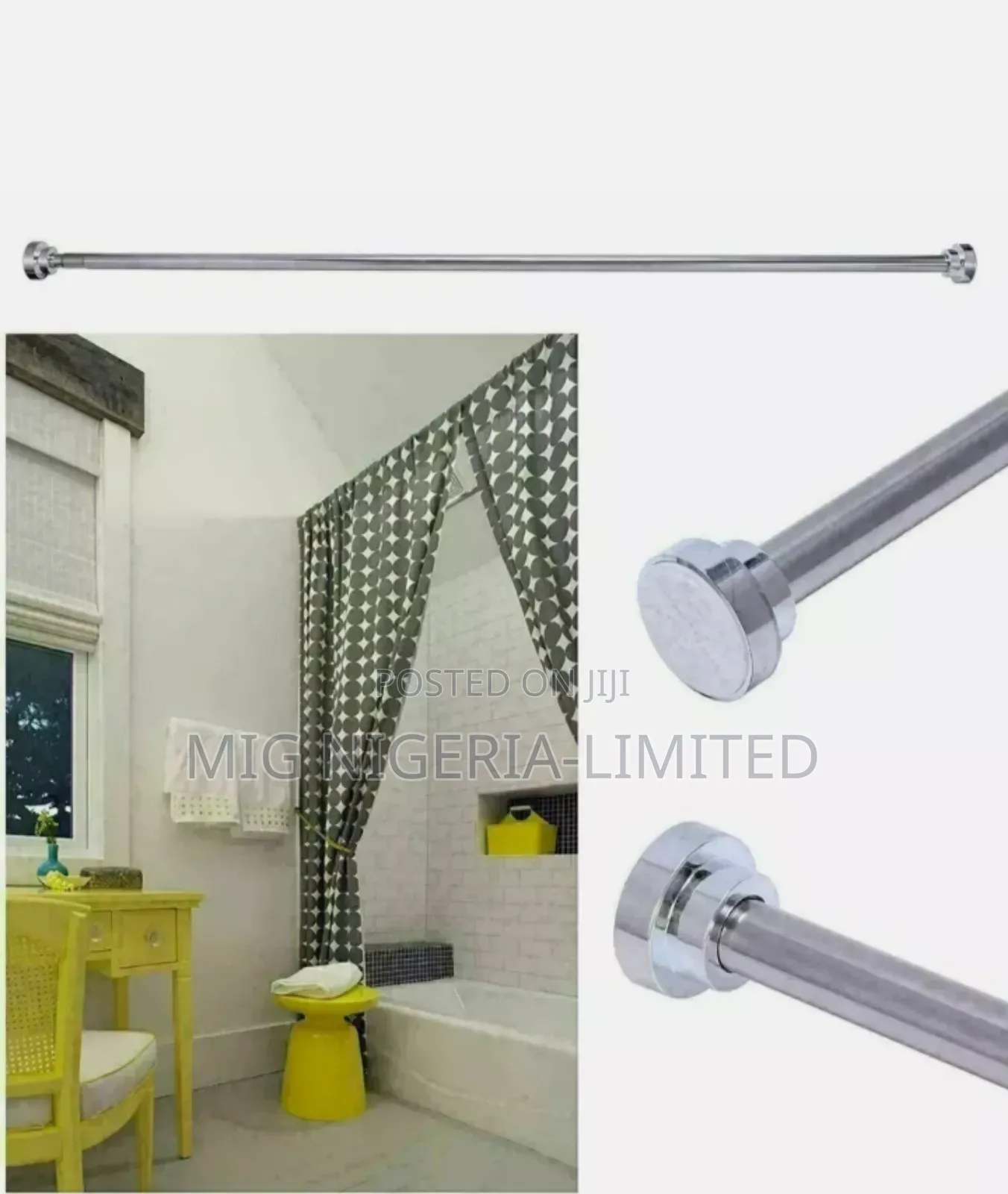 110cmx200cm Telescopic Shower Curtain Adjustable Pole