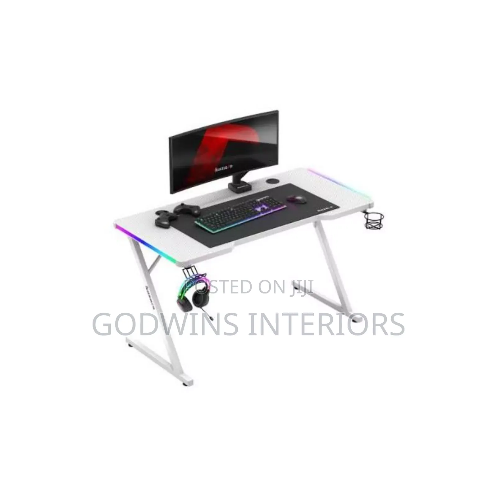 Modern Z Shaped RGB Led Lights Gaming Table 1.4 Meter