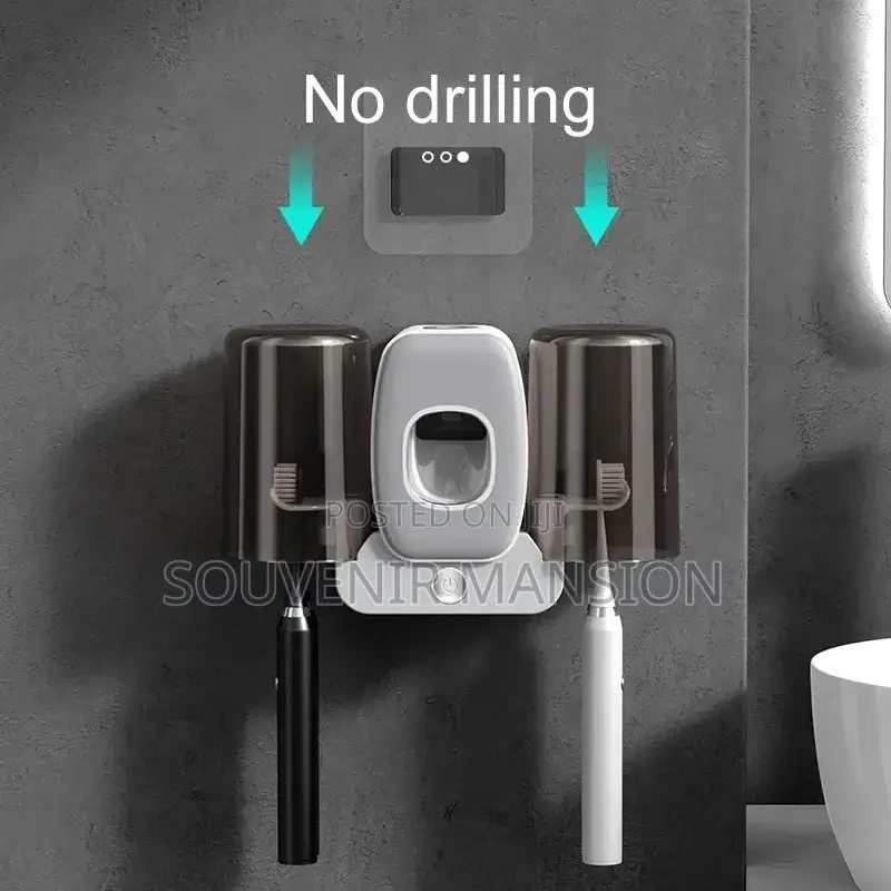 Wall Mounted Toothbrush Holder and Toothpaste Dispenser