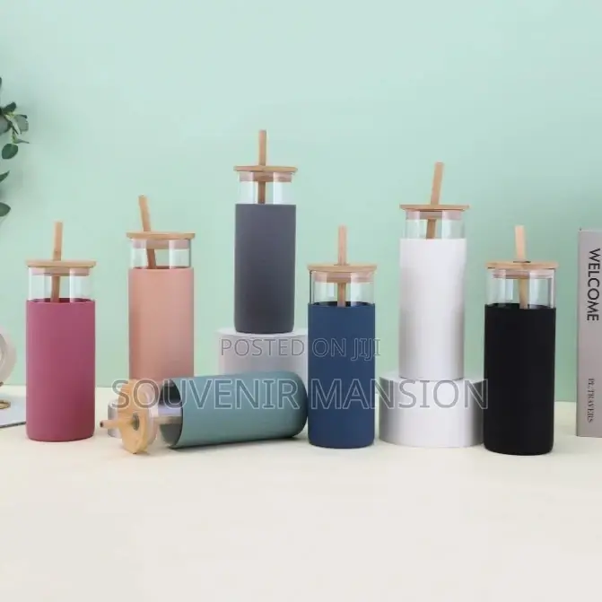 500ml Bottle With Bamboo Cover and Silicone Sleeve