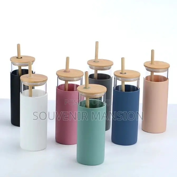 500ml Bottle With Bamboo Cover and Silicone Sleeve