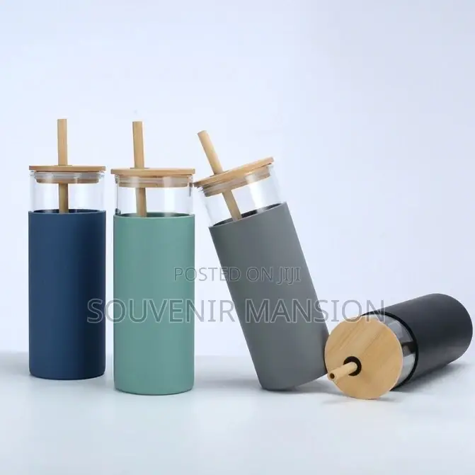 500ml Bottle With Bamboo Cover and Silicone Sleeve