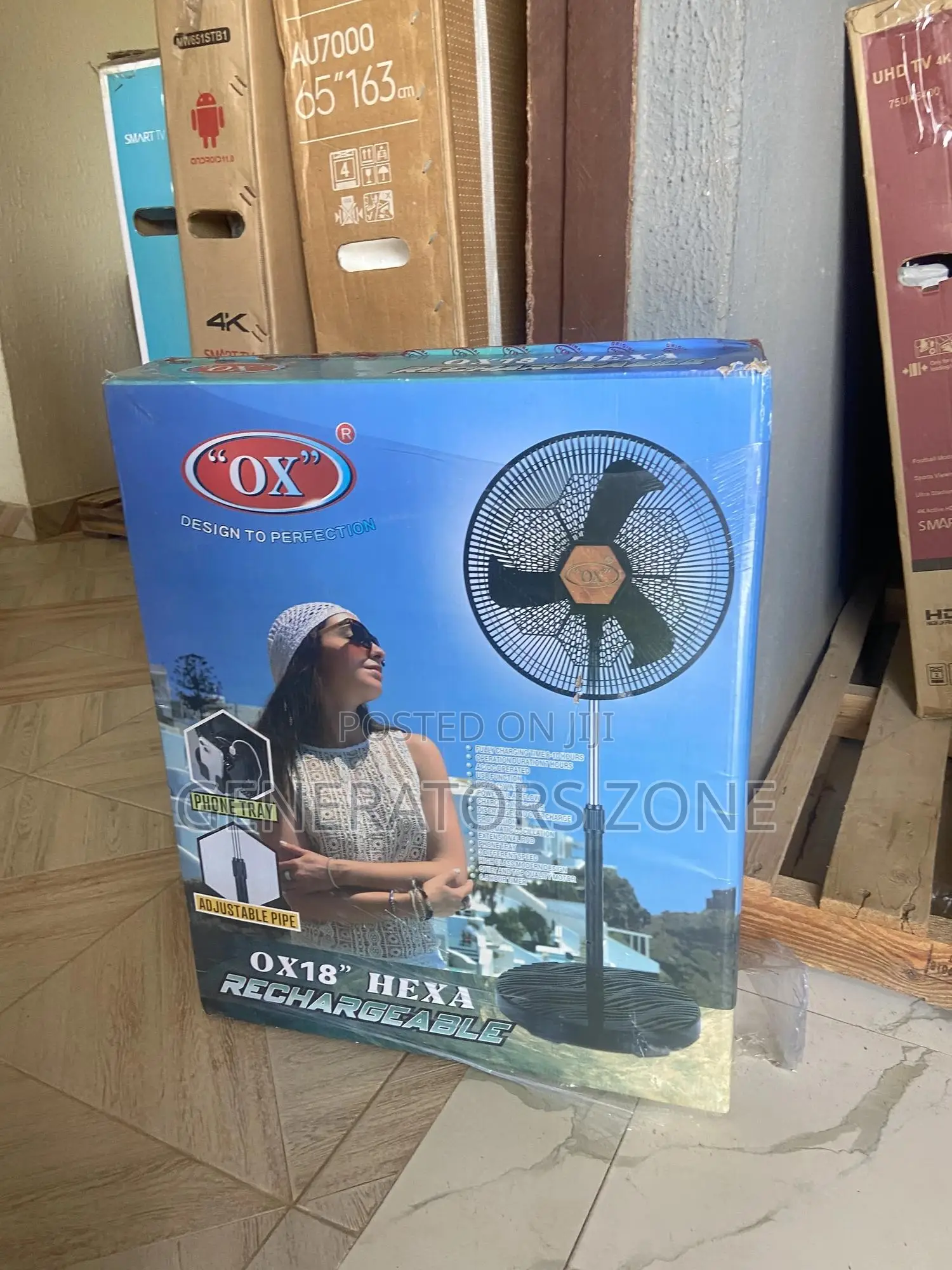 Built-in Timer OX Hexa Rechargeable 18" Standing Fan