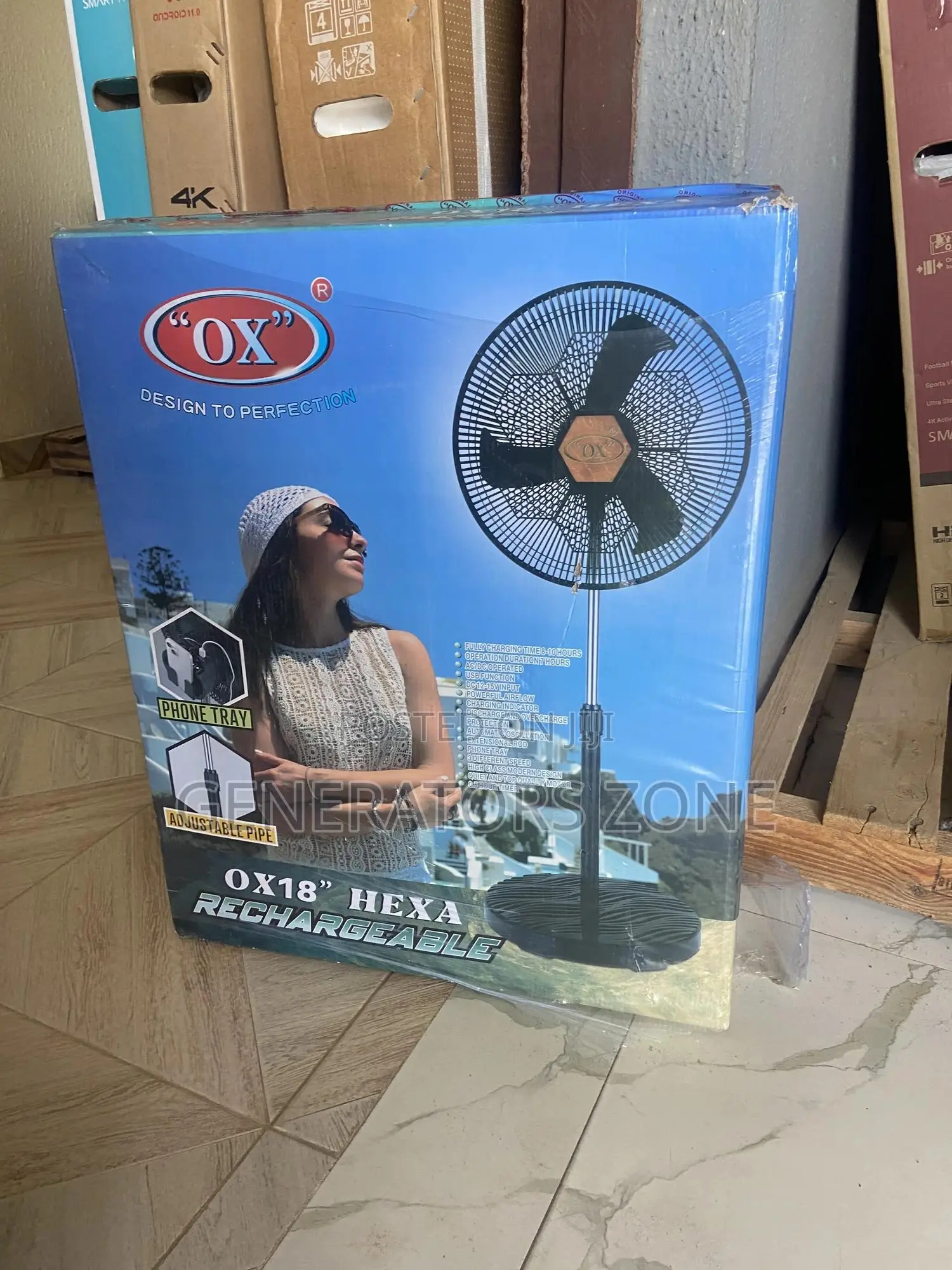 Shut-Off Automatic OX Hexa Rechargeable 18" Standing Fan