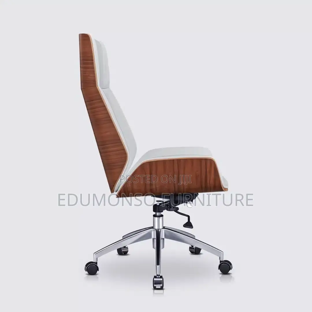 Office Chair in White Leather