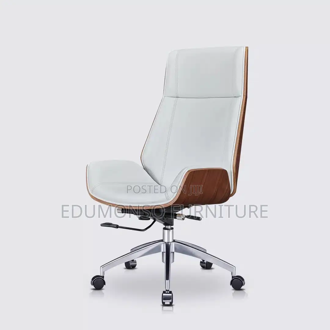 Office Chair in White Leather