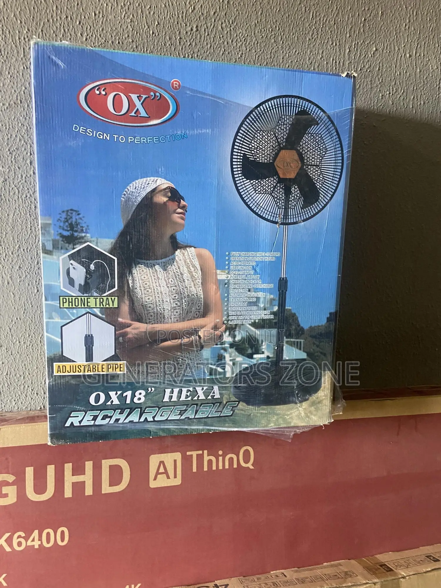 Versatile for Home OX Hexa Rechargeable 18" Standing Fan