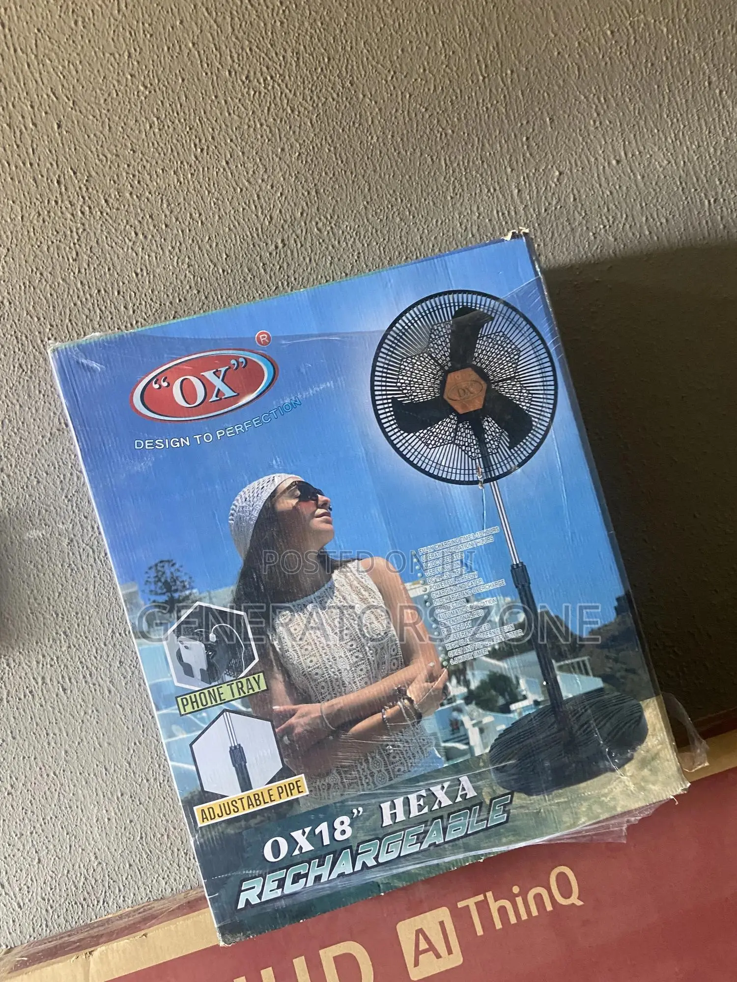 Minimal Assembly OX Hexa Rechargeable 18" Standing Fan