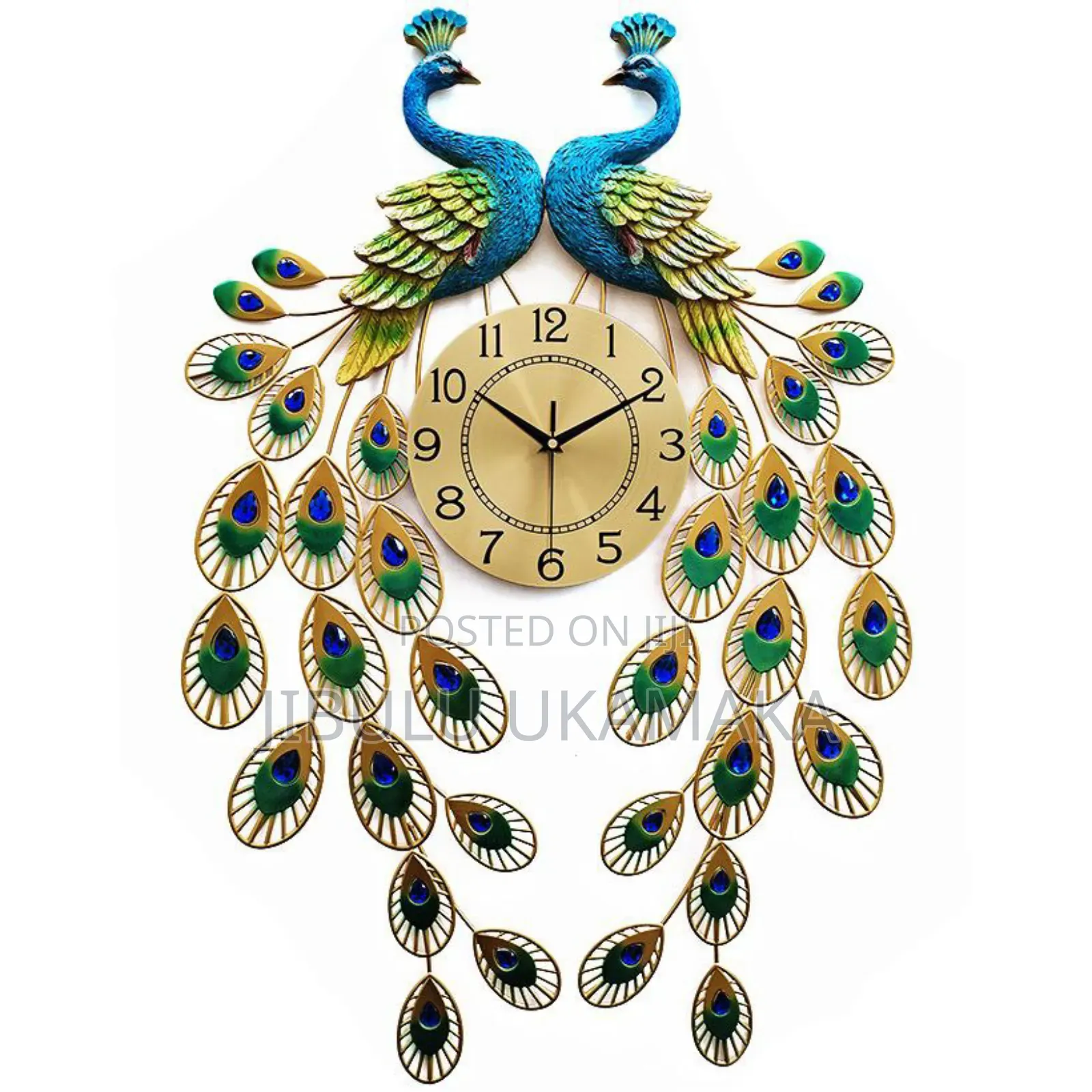 Double Peacock Wall Clock Home Decoration